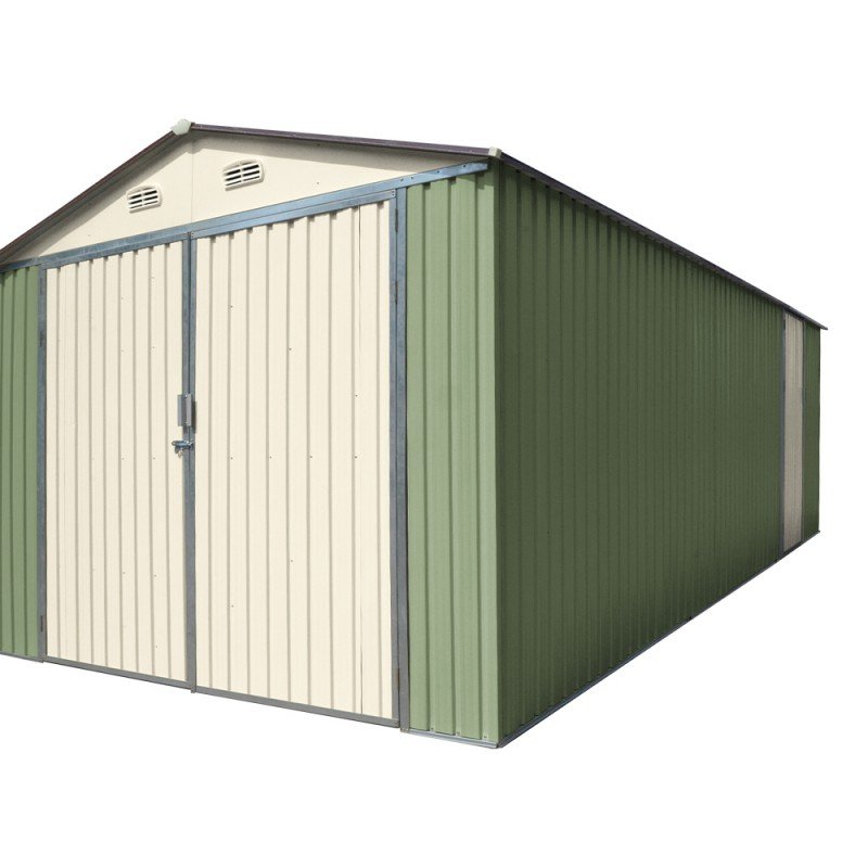 garage-double-portes-vert-pale-et-creme-18m-kit-d-ancrage-x-metal-4 Garage Double Portes Vert Pâle et Crème 18m² – Image 1