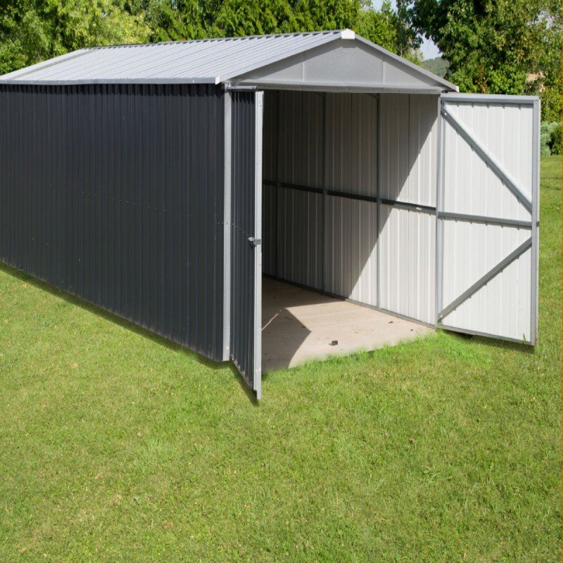 garage-metal-anthracite-1550m-kit-d-ancrage-inclus-yardmaster-1 Garage Métal YARDMASTER Anthracite 15,50m² + kit d’ancrage inclus – Image 1